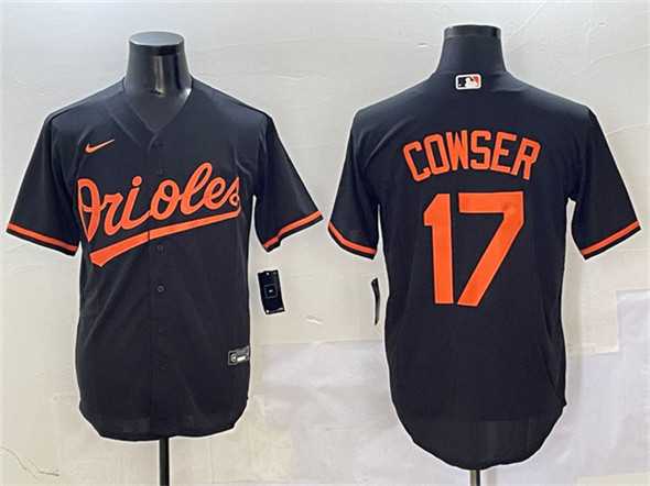 Mens Baltimore Orioles #17 Colton Cowser Black Cool Base Stitched Jersey